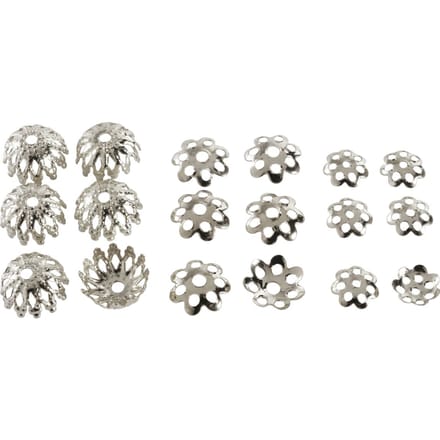 Kralen caps mix - Zilver