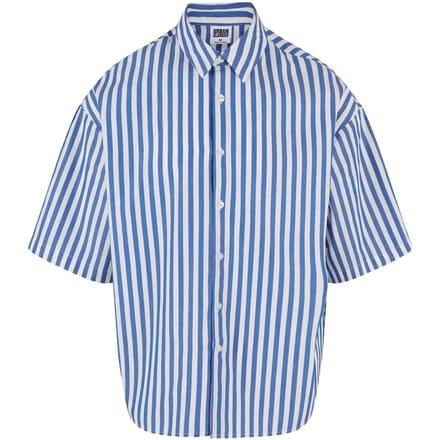 Urban Classics - Striped Short Sleeve Summer Overhemd - XL - Wit/Blauw