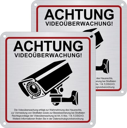 Bewakingsbord - Camerabewaking - Veiligheid Aangeven - Zelfklevend Aluminium - 15 x 15 cm - Zilver