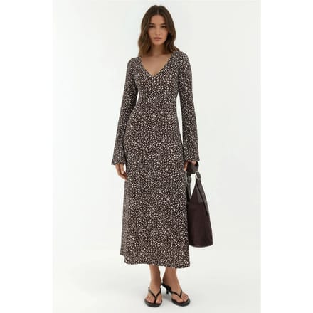 Elegante Bloemenprint V-hals Bodycon Maxidress