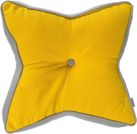 Homescapes vloerkussen ster 100% katoen met polyester vulling geel en grijs