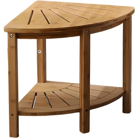 Hoek Douchekruk met Opbergrek Antislip Natuurlijk Bamboe Douchebank Multifunctionele Douche brown
