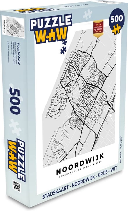 Puzzel Stadskaart - Noordwijk - Grijs - Wit - Legpuzzel - Puzzel 500 stukjes - Plattegrond