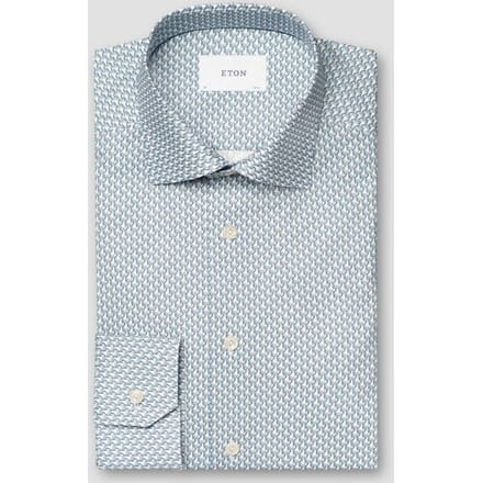 Eton Overhemd Signature Twill Allover Mini Fantasy Parrot Pattern Licht Blauw / male