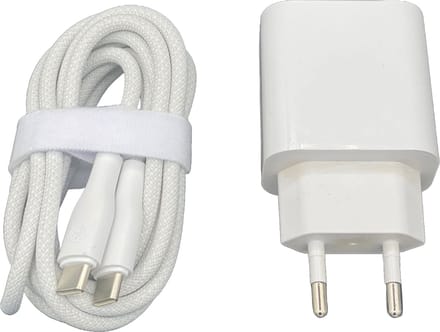 Usb C Adapter met usbC naar usb C Kabel 2 Meter - 25w Super Fast Charge - Snellader - Wit