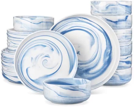 Monarchial Bordenset – 8 persoons – 24 delig – Blauw Keramisch – Serviesset – Breakfast Plates