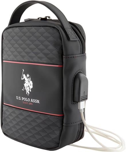 U.S. POLO ASSN., USB reistas Midden streep model, Zwart