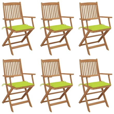 vidaXL - Inklapbare - stoelen - 6 - st - met - kussens - massief - acaciahout