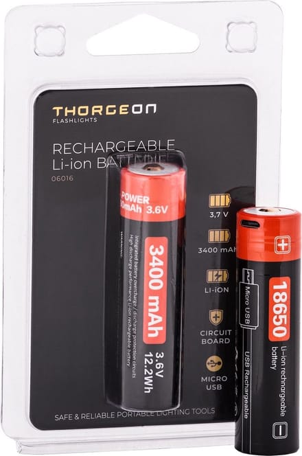 Thorgeon Rechargeable Li-ion Batterie 3.7V 3400Mah AAA