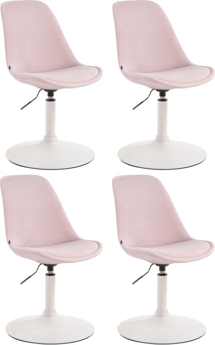 CLP Maverick Set van 4 Eetkamerstoelen - Fluweel roze wit