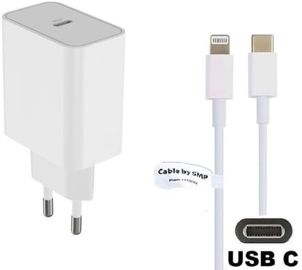 OneOne 45W super snellader + 1,2m OneOne USB C naar Lightning kabel. PD lader. Oplader adapter past op Apple iPhone 13 Mini, iPhone 13 Pro, iPhone 13 Pro Max, iPhone 14, iPhone 14 Plus, iPhone 14 Pro, iPhone 14 Pro Max