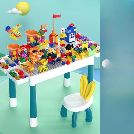 Grote Deeltjes Spel Multifunctioneel Speelgoed Bouwsteen Tafel Vroege Educatie Puzzel Assemblage Kinderen en Baby's Compatibel 35*28*18cm white