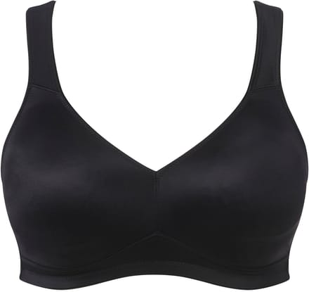 Ulla Popken - Dames - Microvezel-beha voorgevormde cups ademend - Klassiek zwart - Maat 100B