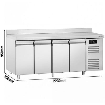GGM Gastro Kühltisch ECO - 2230x700mm - mit 4 Türen - mit Aufkantung & modernem Display