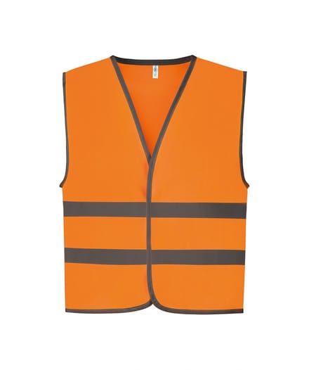 Fluohesje kind met reflecterende strepen S Oranje