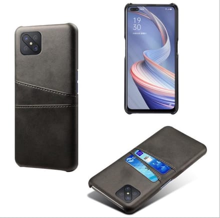 Back Cover met Opbergvakjes + PMMA Screenprotector voor OPPO Reno4 Z 5G _ Zwart