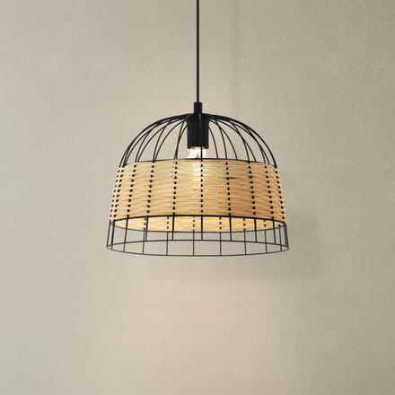 EGLO Anwick Hanglamp - E27 - Ø 37 cm - Zwart/Rotan