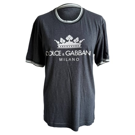 Dolce & Gabbana T-shirt met logo-print in grijs katoen