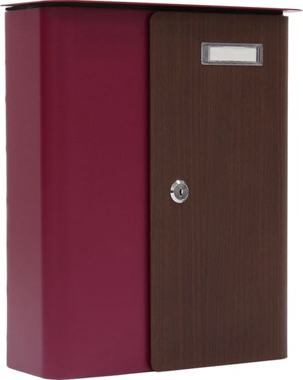 Rottner Brievenbus Splashy Bordeaux Rood met Houtlook Deur - 35,7x29,5x10cm