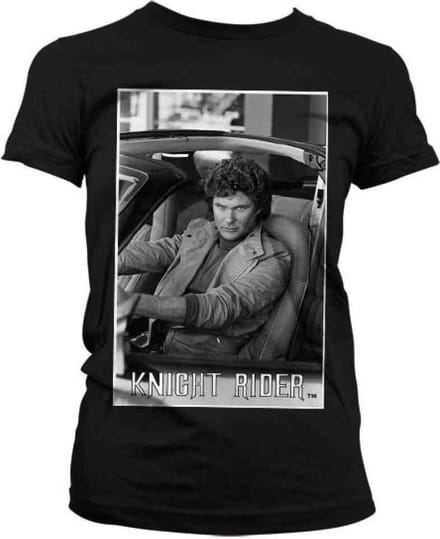 Knight Rider Dames Tshirt -M- Hasselhoff In Knight Rider Zwart