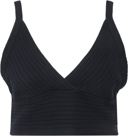 Ulla Popken - Dames - beha-top ribbreisel V-hals biologisch katoen - Marine - Maat 50+