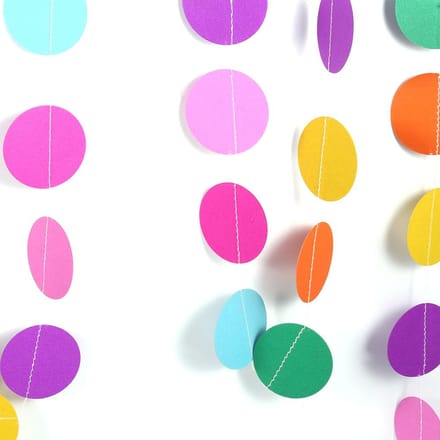 4M Lange Papieren Cirkel Stippen Hangende Decoratie Slinger Feest Slinger Regenboog Kleur(Zeven Kleuren) pink