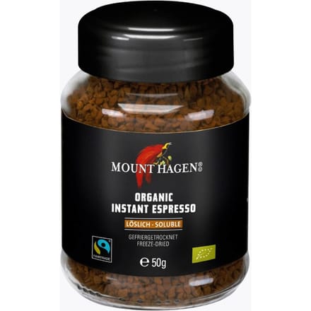 Mount Hagen Instant Espresso 50 g | Papoea-Nieuw-Guinea, Peru | Biologische Fairtrade oploskoffie voor intense aroma's & chocoladeachtige noten
