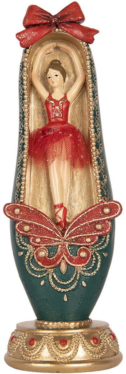 Clayre & Eef Kerstdecoratie Beeld Ballerina 7x7x19 cm Rood Kunststof