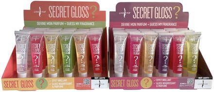 Lovely Pop - Lipgloss - Secret Gloss ? - Raad de geur/smaak ? - Voedende Glans - Set 12 met flacons