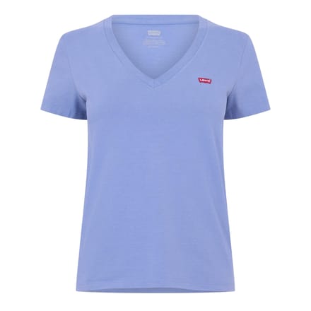 Levis Dames Perfect Logo V-hals T-shirt (Blauw)