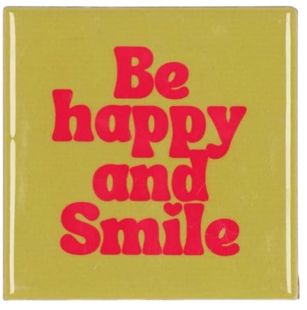 Tegeltje be happy green 10x10x1cm