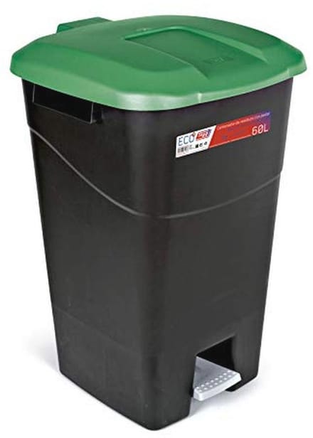 Afvalemmer 60 liter met pedaal en groene deksel