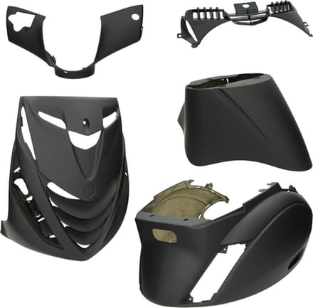 Kappenset Piaggio Zip 2000 Mat Zwart met SP voorscherm 5 delig