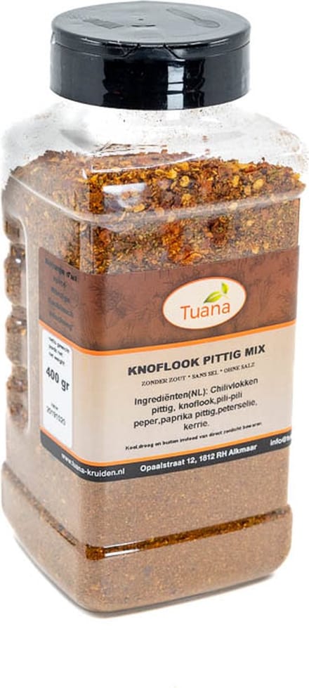 Tuana Kruiden - Knoflook Heet Mix - Strooibus 400 Gram - Tuanashop - GP-K-0031