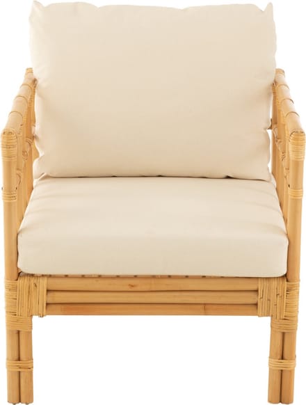J-Line stoel Elise + kussen - rotan/textiel - naturel/wit