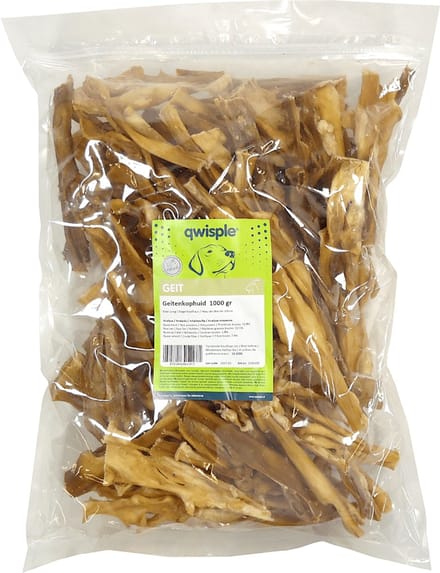 Qwisple Geitenkophuid - Hondensnacks Natuurlijk Gedroogd - 1000 gr