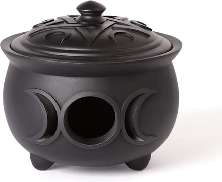 Alchemy - Triple Moon Cauldron Pot Decoratieve opbergdoos - Zwart