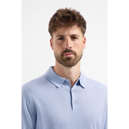 MERSO Polo – Longsleeve Trui – 100% Merino Wol – Alpine Blue