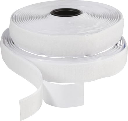 Klitteband haak en lussluiting, zelfklevend, B: 20 mm, wit, 5 m/ 1 rol