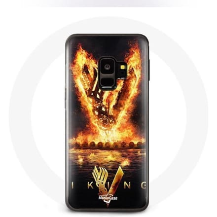Coque - Vikings - Samsung Galaxy S9 - Logo V Epée de Feu - Noir - Protection Rigide noir
