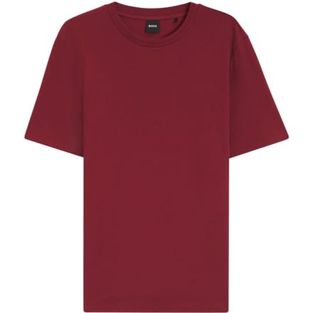 Boss Heren T-shirt met bubbeljacquardpatroon, normale pasvorm (Bruin)
