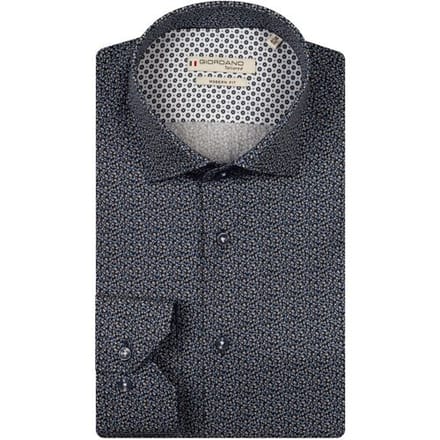 Giordano Overhemd Maggiore Fine Twill Micro Flower Pattern Donker Bruin / male