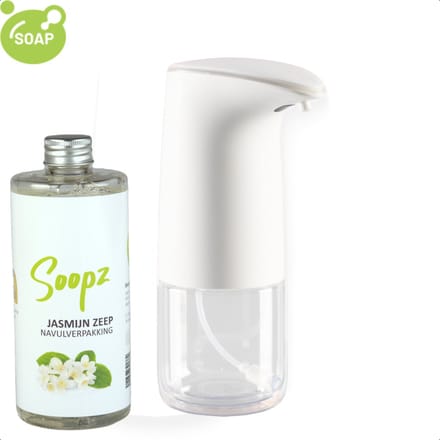 Soopz Automatische Zeepdispenser – Wit – Pure White Vivid – Zeeppompje met Bewegingssensor – Met Jasmijn Zeep