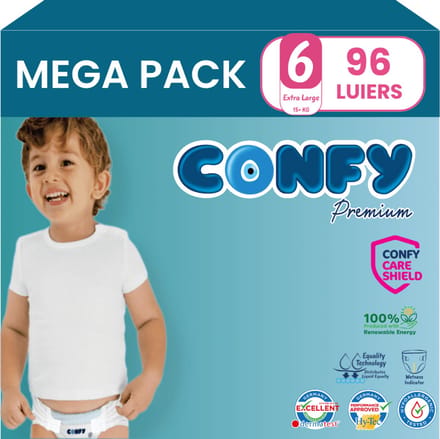 Confy Premium - Luiers Maat 6 (15+kg) - 96 Luiers - Mega Pack