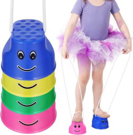 4 Stuks Kinderen Balans Speelgoed: Stapelbare Plastic Potty Pottles voor Balans- en Sensomotorische Training, Leuke Kleuren