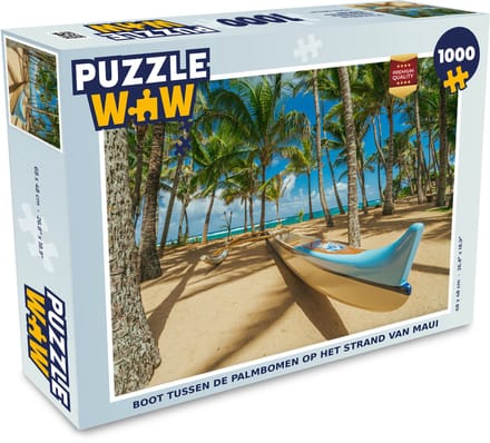 Puzzel Boot tussen de palmbomen op het strand van Maui - Legpuzzel - Puzzel 1000 stukjes volwassenen