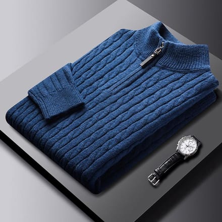 Pull épais d'hiver de couleur unie pour hommes, pull tricoté à fond, chemise épaisse extensible, pull de grande taille 4XL blue
