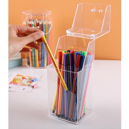 Organisateur De Bureau Maison Bureau Boîte De Rangement Acrylique Transparent Multifonction Porte-Stylo Papeterie Stockage Étanche À La Poussière white
