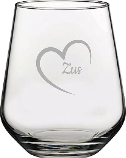 Gegraveerde Drinkglas 42,5cl Zus met hartje