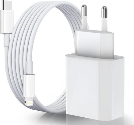 20w oplader geschikt voor iPhone - Snellader geschikt voor iPhone - Lightning naar usb C kabel 1m - Power Delivery